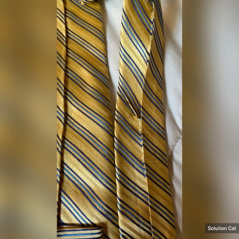 Claiborne Mens Silk Gold & Blue Striped Tie